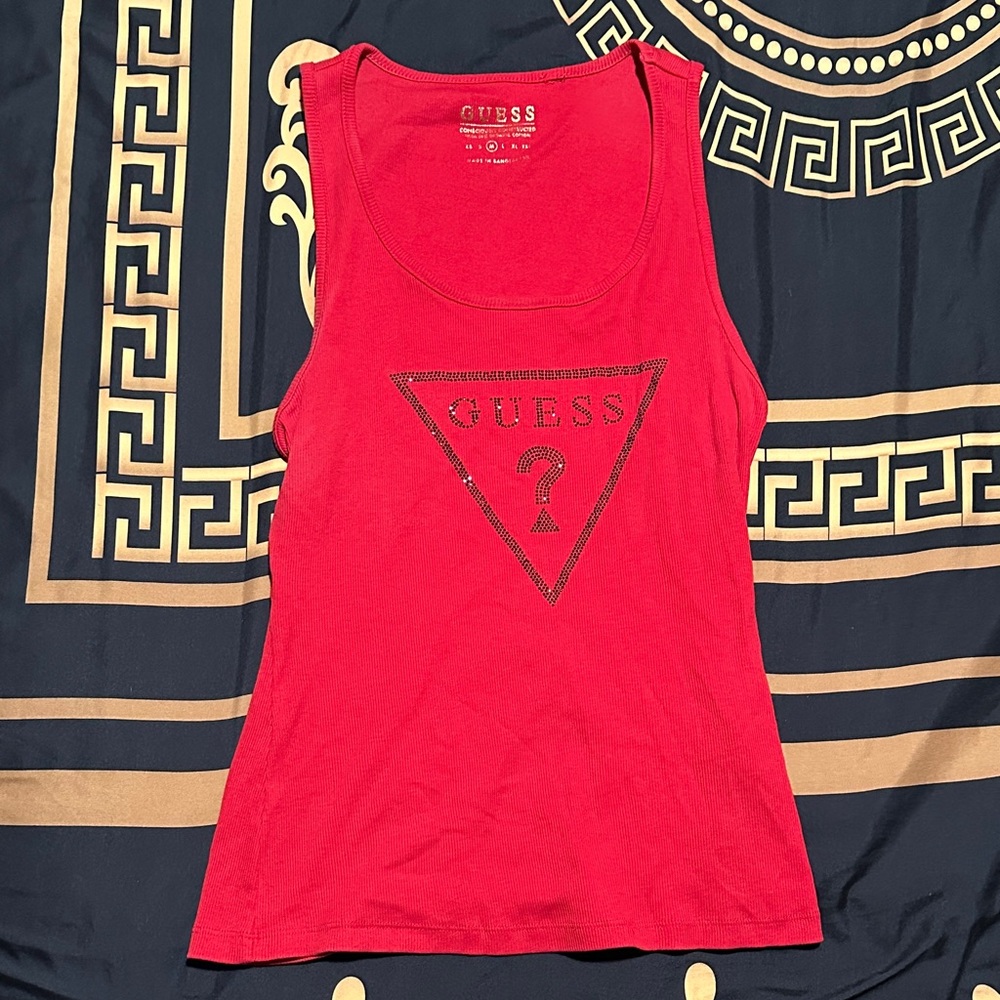 Guess Vibrant Red Tank Top with Logo